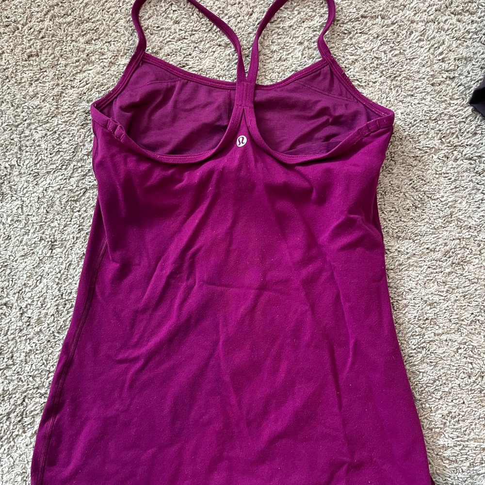 Purple Lululemon tank top with built in bra